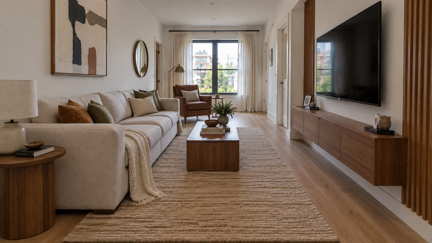 Rectangular Long Narrow Living Room Layout