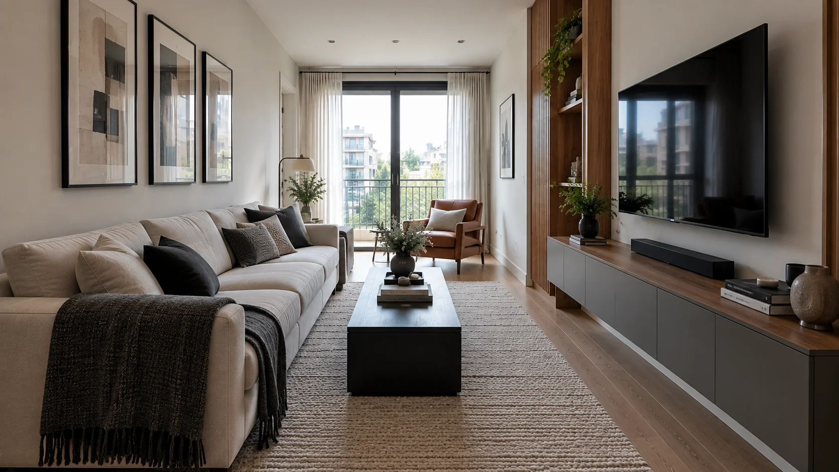 Rectangular Long Narrow Living Room Layout