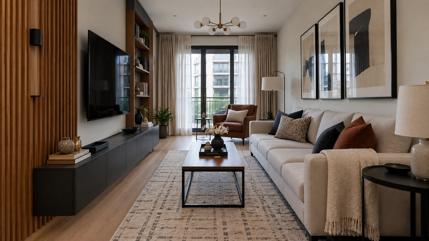 Rectangular Long Narrow Living Room Layout